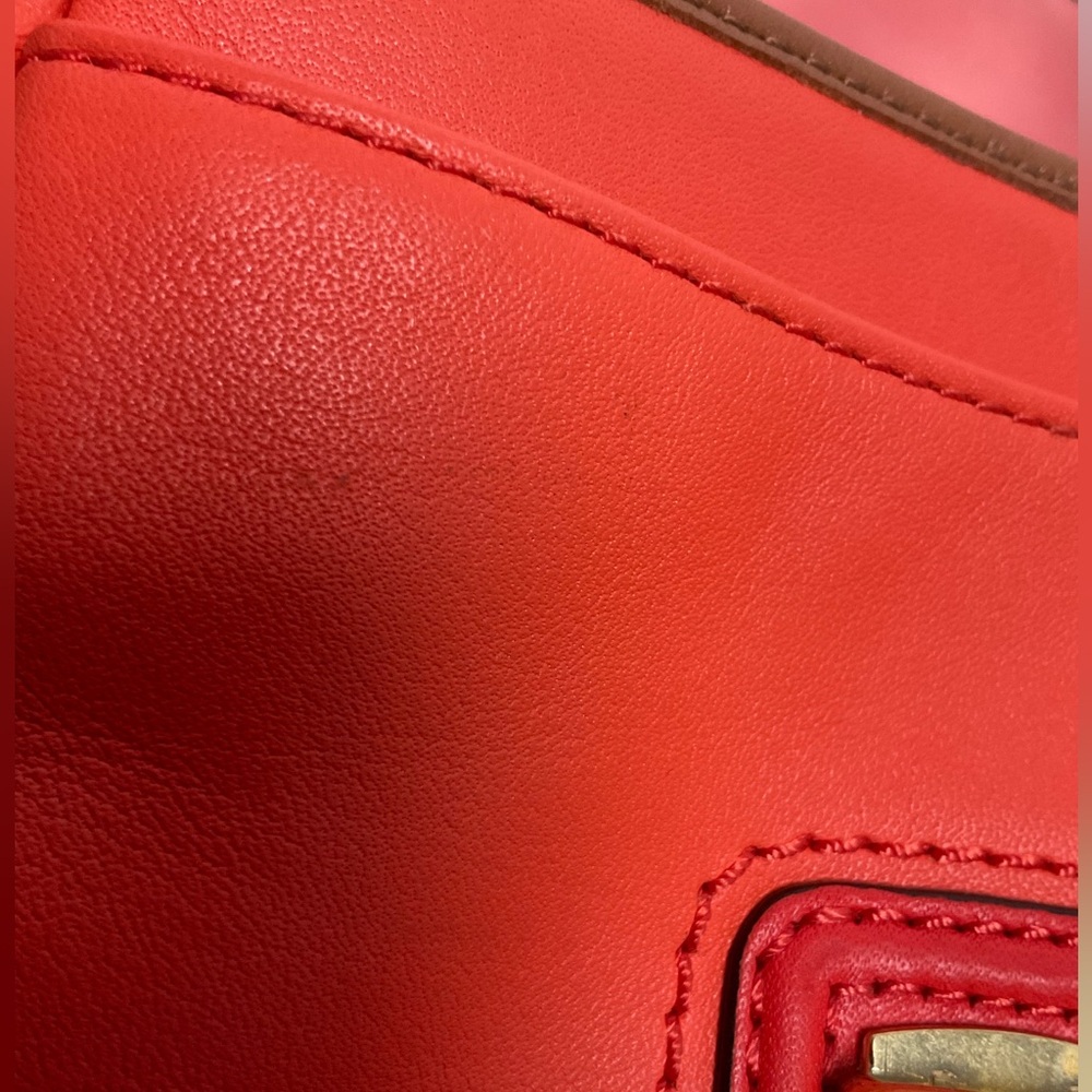 Coach POPPY Colorblock Leather Flap Crossbody Bag‎ #48941 Two Shades Orange - Picture 7 of 14